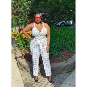 Cream and Black Tank and Capri Pant Set